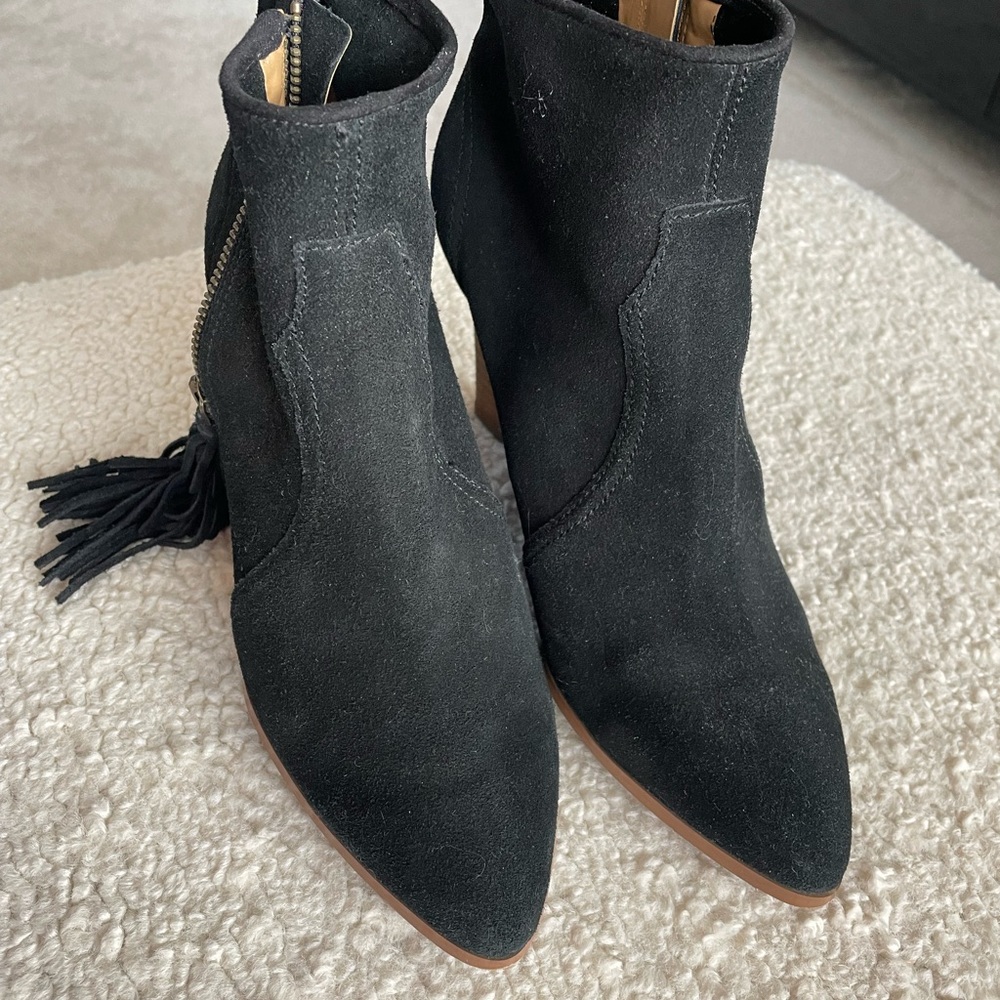 Black Suede Wedge boots with tassel detail